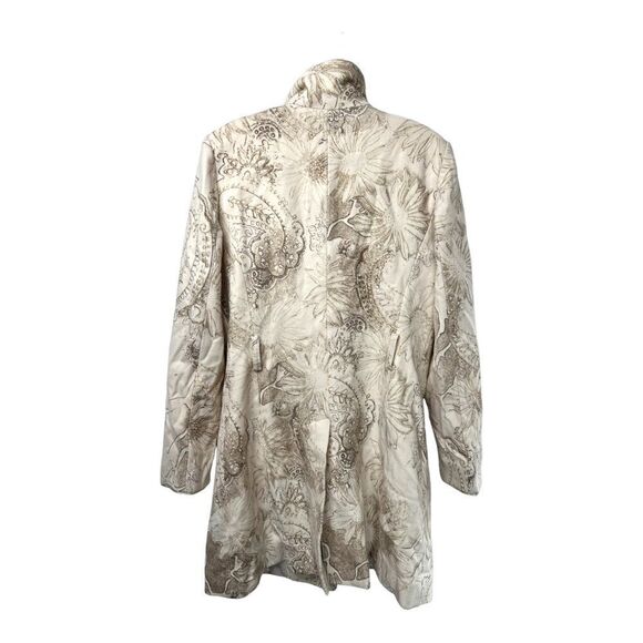 BEBE Wool Blend Peacoat Cream Gold Mock Neck Collar Button Jacket Womens L - Picture 2 of 6